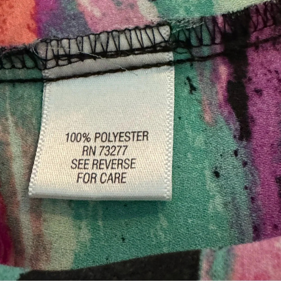 Apt 9 1X Shirt Top Purple Green Striped Button Up Sleeveless V Neck High Low - Picture 7 of 8